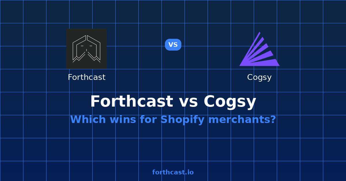 Forthcast vs Cogsy: Inventory Planning Compared (2026) — comparison card showing both products