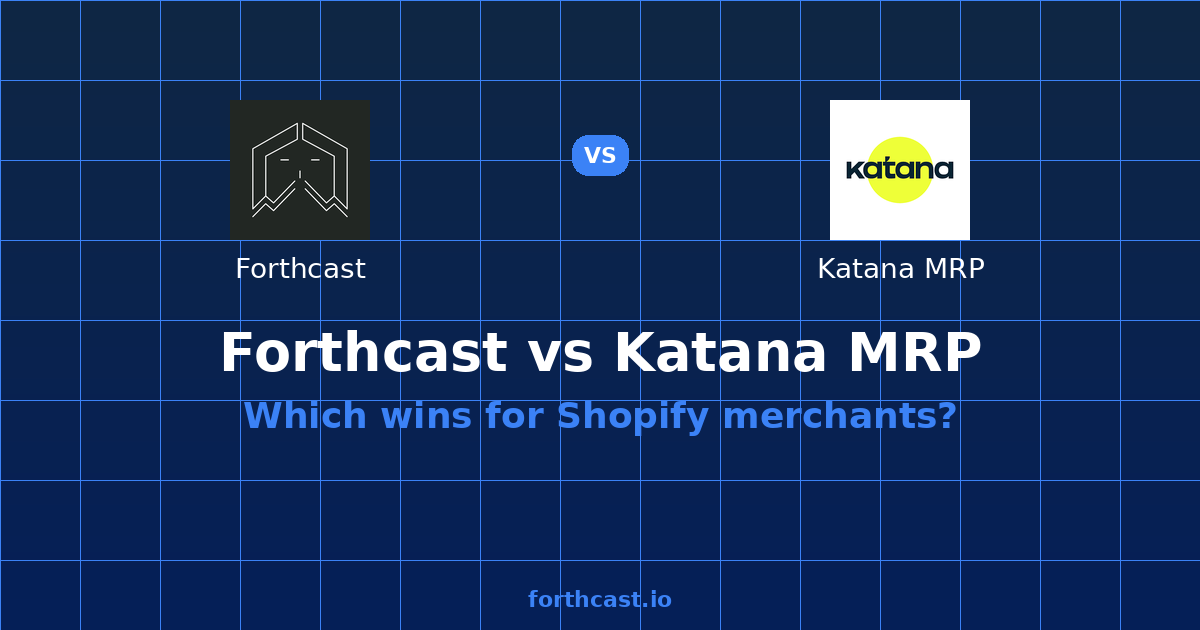 Forthcast vs Katana MRP: Demand Forecasting Compared (2026) — comparison card showing both products