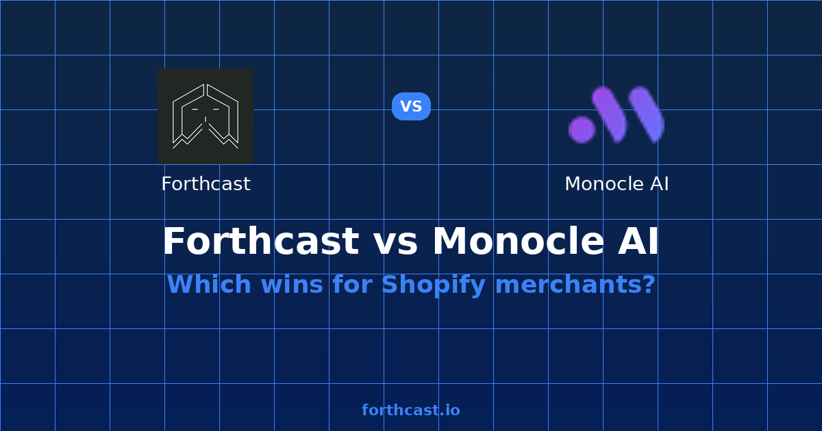 Monocle AI Pricing 2026: $67-$169 vs $19.99 Forthcast — comparison card showing both products