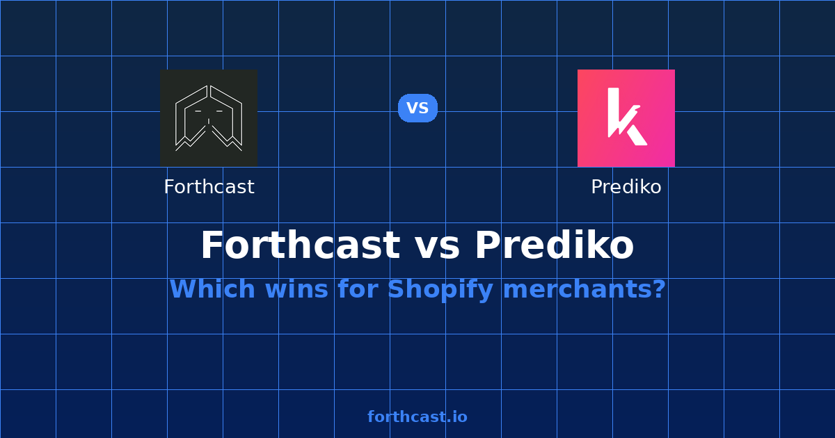 Prediko Pricing 2026: $49-$349+ vs $19.99 Forthcast — comparison card showing both products